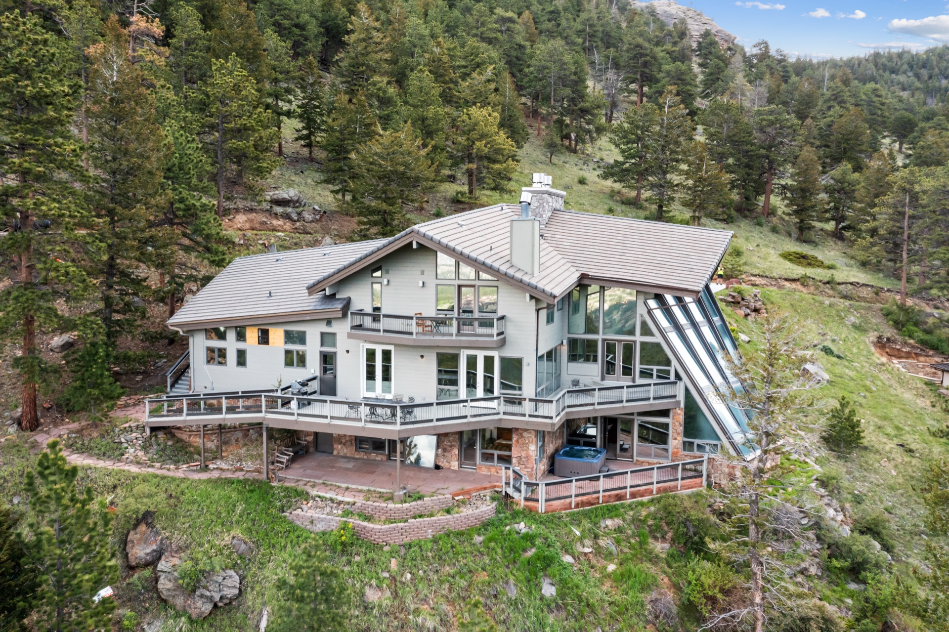 Mountain landscape near Rocky Mountain National Park from above Casa de Cristal