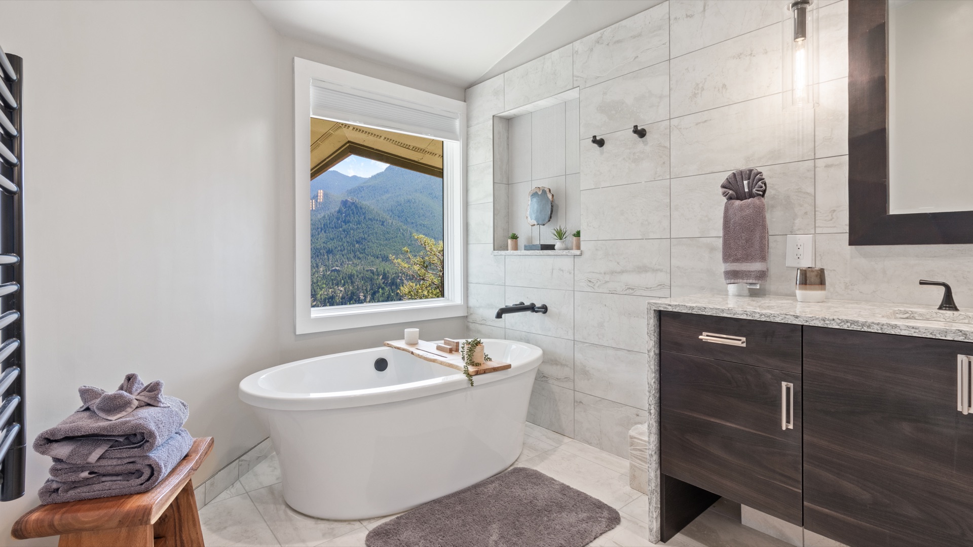 Master bedroom, featuring soaking tub with jaw-dropping views