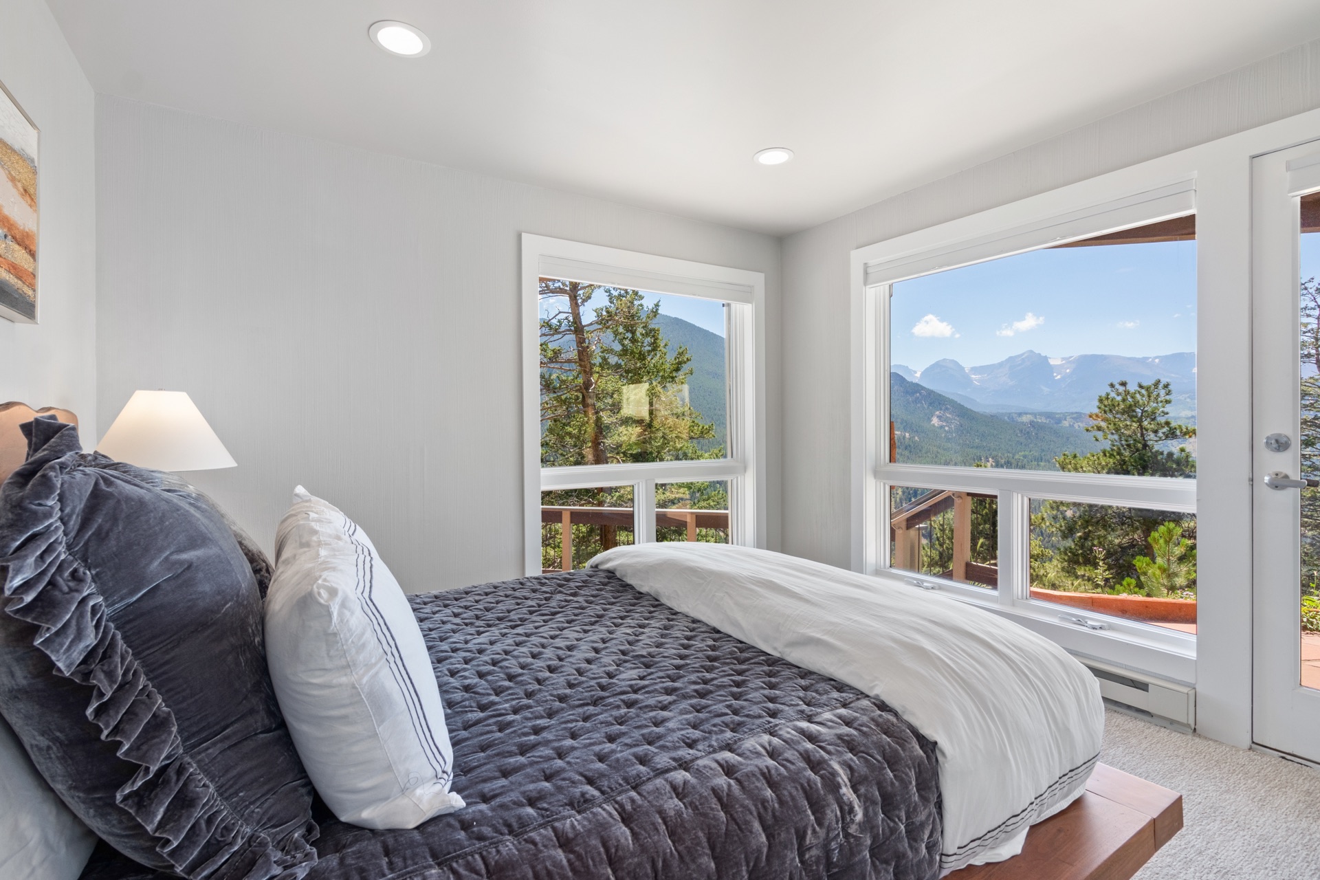 Downstairs bedroom with queen bed
