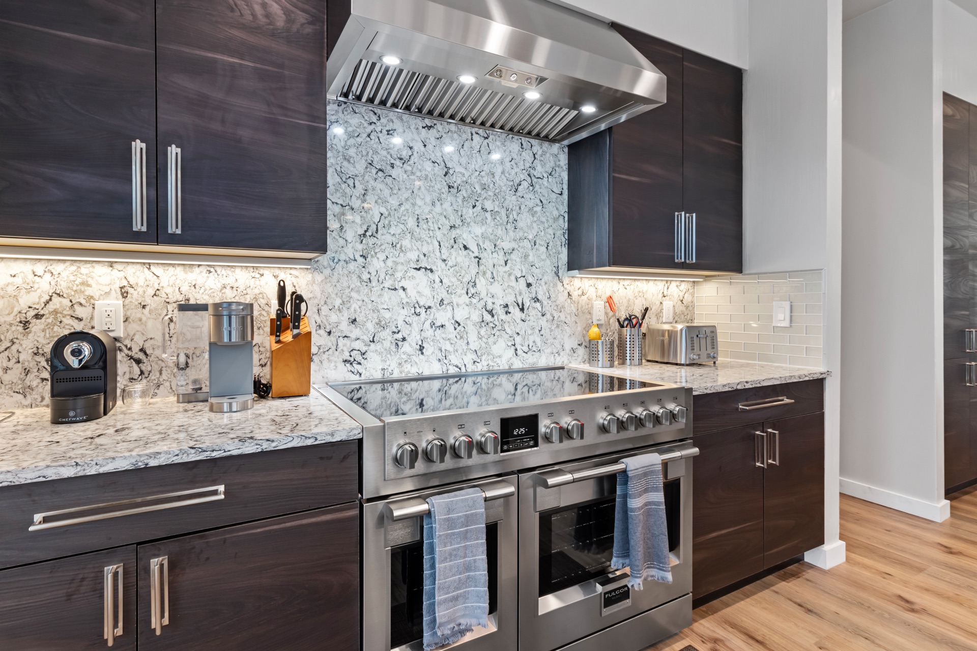 Kitchen area with modern appliances