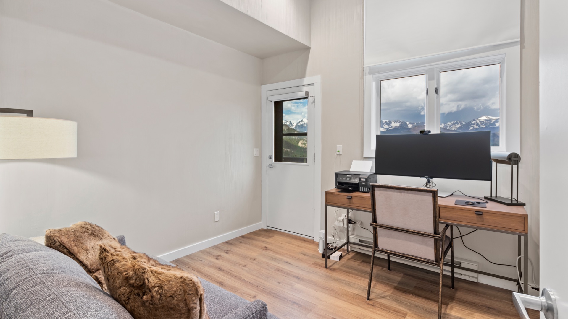 Interior and mountain panorama