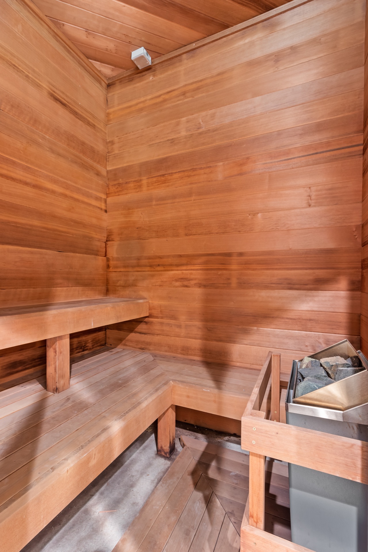 Unwind in the soothing warmth of the private sauna after a day of adventure