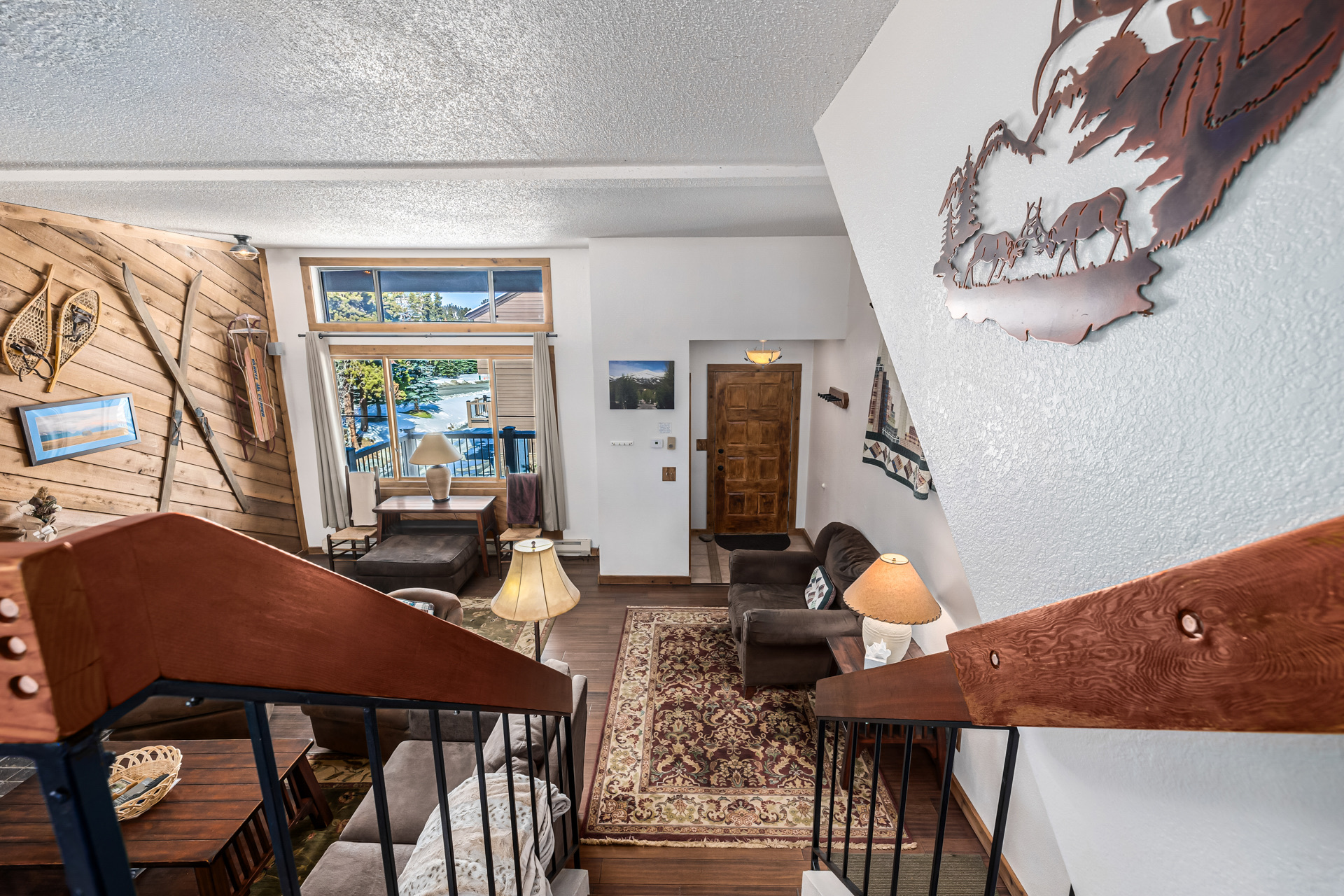Overhead view of living room from loft level