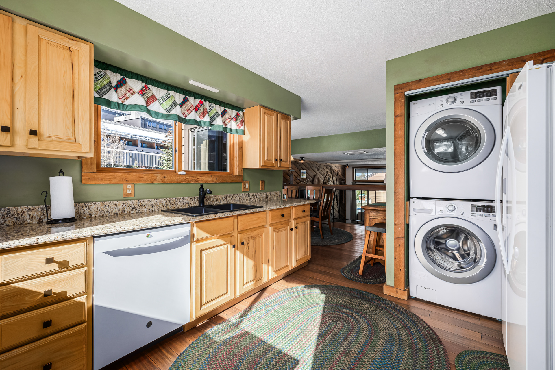 Kitchen with laundry area