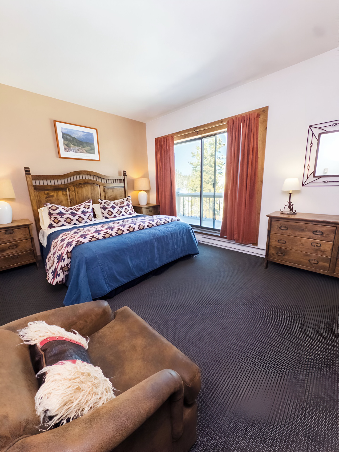 Master bedroom showing sliding door to private balcony